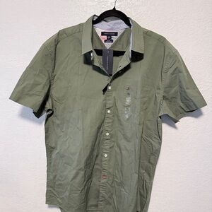 Tommy Hilfiger Olive Green Casual Button Down Shirt - Slim Fit